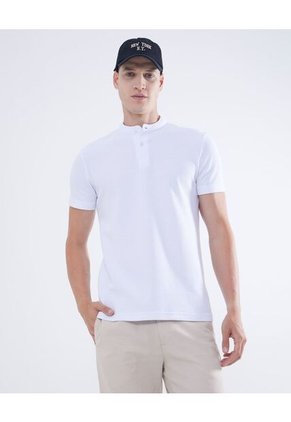 Polo Para Hombre Cuello Mao  Color Blanco Marca Seven Seven #45110844