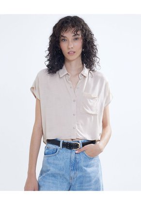 Blusa Para Mujer Manga Corta Color Beige Marca Seven Seven #28123881