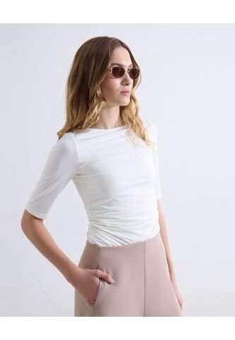 Camiseta  Para Mujer Manga Corta Cuello Redondo Color Marfil Marca Seven Seven #28096638 Seven Seven