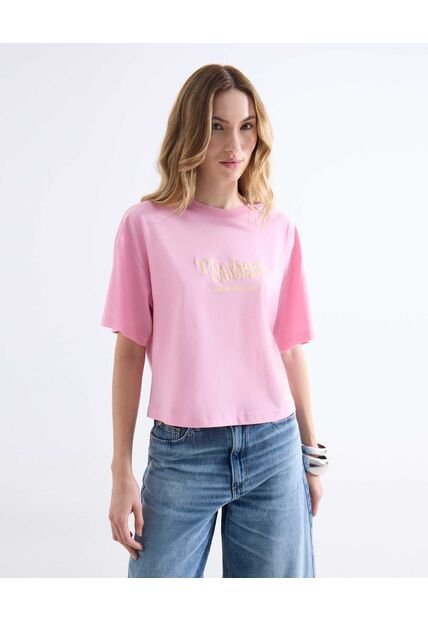 Camiseta  Para Mujer Manga Corta Cuello Redondo Color Rosa Marca Seven Seven #28096627