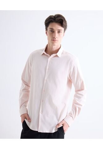 Camisa  Para Hombre Manga Larga Sin Bolsillo Cuello Casual M Color Rosa Marca Seven Seven #45012214 Seven Seven