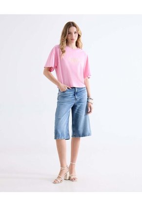 Camiseta  Para Mujer Manga Corta Cuello Redondo Color Rosa Marca Seven Seven #28096627