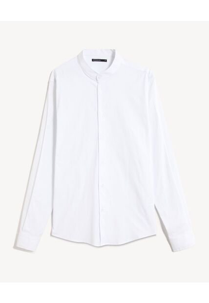 Camisa Para Hombre Manga Larga Sin Bolsillo Cuello Neru Color Hueso Marca Seven Seven #45012218