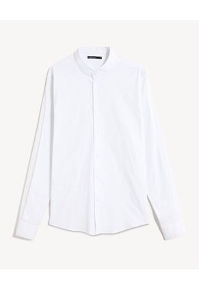 Camisa Para Hombre Manga Larga Sin Bolsillo Cuello Neru Color Hueso Marca Seven Seven #45012218