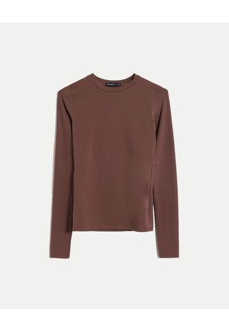 Camiseta  Para Mujer Manga Larga Cuello Redondo Color Café Marca Seven Seven #28096569 Seven Seven