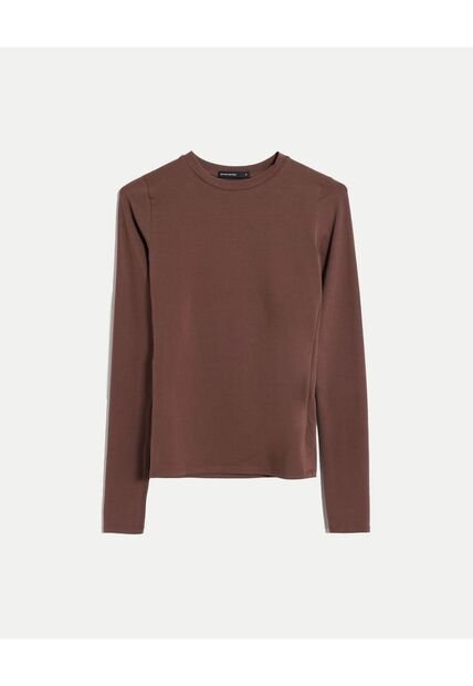 Camiseta  Para Mujer Manga Larga Cuello Redondo Color Café Marca Seven Seven #28096569