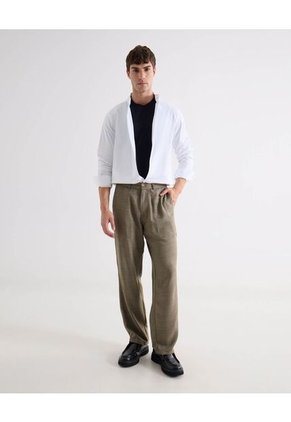 Camisa Para Hombre Manga Larga Sin Bolsillo Cuello Neru Color Hueso Marca Seven Seven #45012218