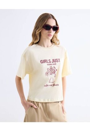 Camiseta Para Mujer Manga Corta Cuello Redondo Color Amarillo Marca Seven Seven #28096628