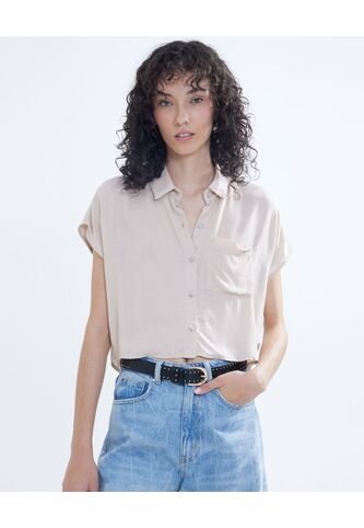 Blusa Para Mujer Manga Corta Color Beige Marca Seven Seven #28123881 Seven Seven