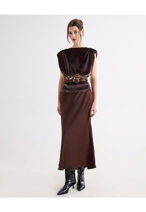 Camiseta  Para Mujer Manga Corta Moda Color Café Marca Seven Seven #28096595