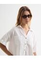 Blusa Camisera Corta  Para Mujer Blanco Seven Seven de Seven Seven