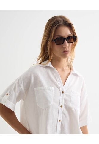 Blusa Camisera Corta  Para Mujer Blanco Seven Seven Seven Seven