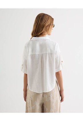 Blusa Camisera Corta  Para Mujer Blanco Seven Seven
