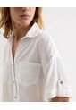 Blusa Camisera Corta  Para Mujer Blanco Seven Seven de Seven Seven