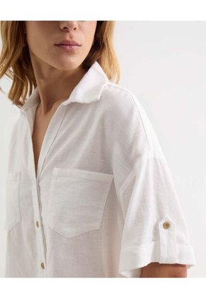 Blusa Camisera Corta  Para Mujer Blanco Seven Seven