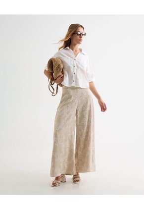 Blusa Camisera Corta  Para Mujer Blanco Seven Seven