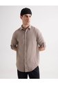 Camisa Relax Fit Manga Larga  Para Hombre Café Seven Seven de Seven Seven