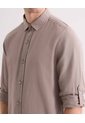 Camisa Relax Fit Manga Larga  Para Hombre Café Seven Seven de Seven Seven