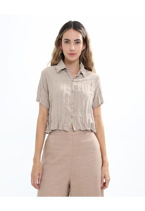 Blusa En Efecto Craquelado  Para Mujer Avena Seven Seven