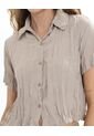 Blusa En Efecto Craquelado  Para Mujer Avena Seven Seven de Seven Seven