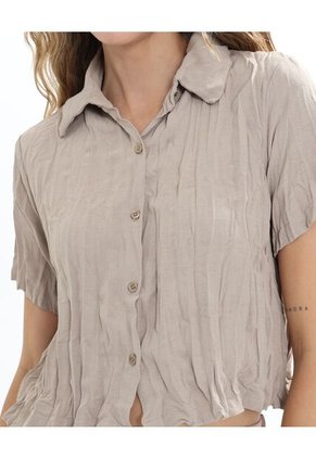 Blusa En Efecto Craquelado  Para Mujer Avena Seven Seven