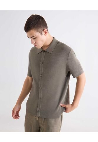 Camisa Tejida En Tricot  Para Hombre Verde Seven Seven Seven Seven