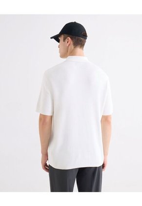 Camisa Tejida En Tricot  Para Hombre Blanco Seven Seven