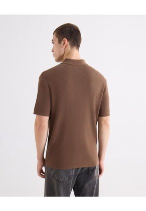 Camisa Tejida En Tricot  Para Hombre Café Seven Seven