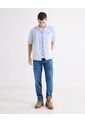 Camisa Bordada Boxy  Para Hombre Azul Seven Seven de Seven Seven