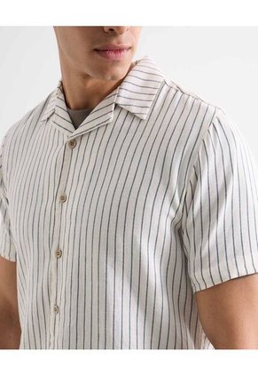 Camisa Resort De Rayas  Para Hombre Crema Seven Seven