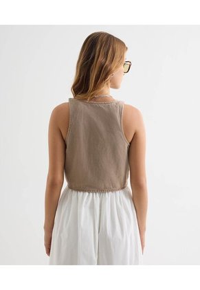 Chaleco Para Mujer Plano Color Arena Marca Seven Seven #28250133