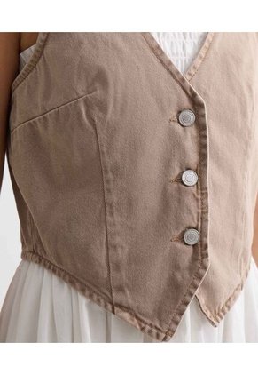 Chaleco Para Mujer Plano Color Arena Marca Seven Seven #28250133