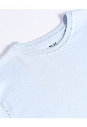 Camiseta  Para Mujer Manga Corta Cuello Redondo Color Celeste Marca Seven Seven #28096518