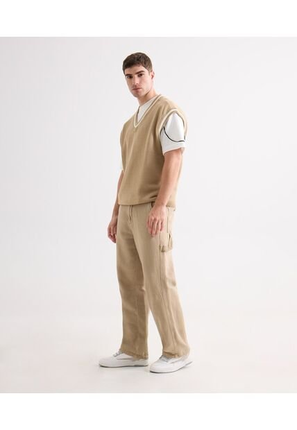 Chaleco Para Hombre Plano Color Arena Marca Seven Seven #45250009