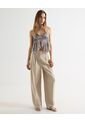 Pantalon Sastrero Unicolor Con Doble Pinza  Para Mujer Beige Seven Seven de Seven Seven