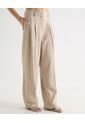 Pantalon Sastrero Unicolor Con Doble Pinza  Para Mujer Beige Seven Seven de Seven Seven