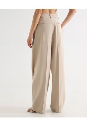 Pantalon Sastrero Unicolor Con Doble Pinza  Para Mujer Beige Seven Seven