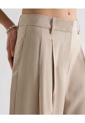 Pantalon Sastrero Unicolor Con Doble Pinza  Para Mujer Beige Seven Seven