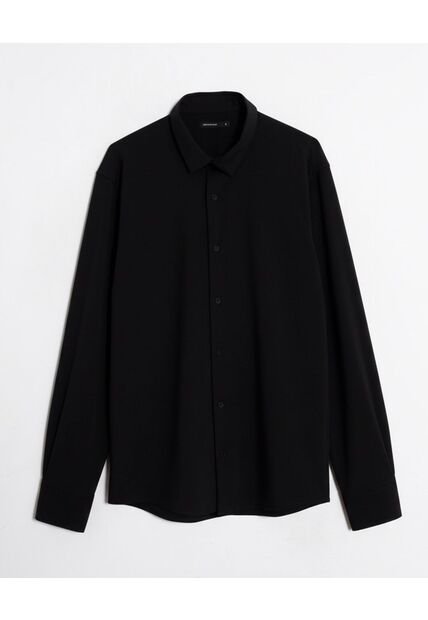 Camisa  Para Hombre Manga Larga Sin Bolsillo Cuello Casual M Color Negro Marca Seven Seven #45012213