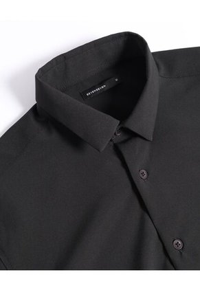 Camisa  Para Hombre Manga Larga Sin Bolsillo Cuello Casual M Color Negro Marca Seven Seven #45012213