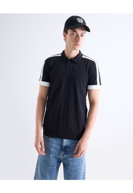 Polo  Para Hombre Cuello Tejido Sin Bolsillo Color Negro Marca Seven Seven #45110922