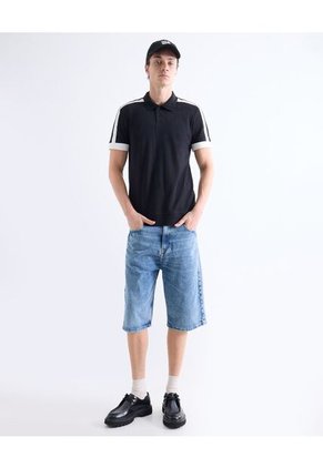 Polo  Para Hombre Cuello Tejido Sin Bolsillo Color Negro Marca Seven Seven #45110922