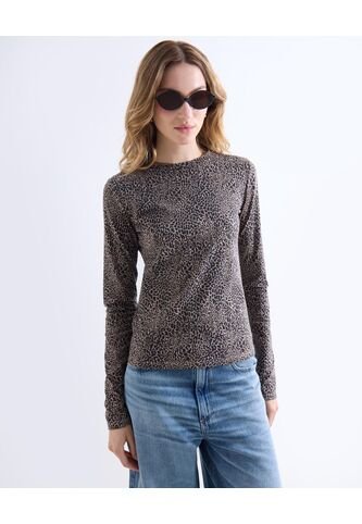 Camiseta  Para Mujer Manga Larga Cuello Redondo Color Camel Marca Seven Seven #28096568 Seven Seven