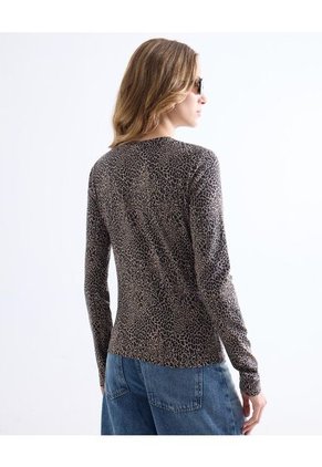 Camiseta  Para Mujer Manga Larga Cuello Redondo Color Camel Marca Seven Seven #28096568