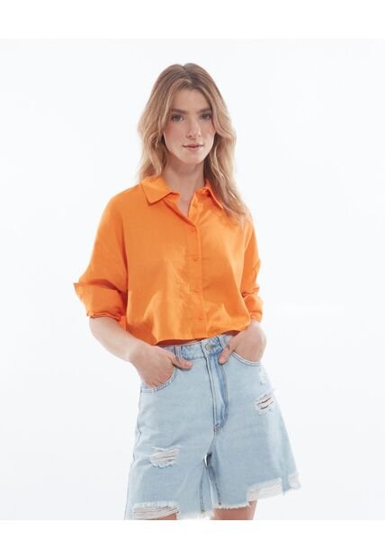 Blusa  Para Mujer Manga Larga Color Mandarina Marca Seven Seven #28123826