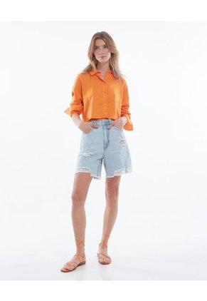 Blusa  Para Mujer Manga Larga Color Mandarina Marca Seven Seven #28123826