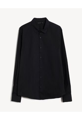 Camisa Stretch Cuello Gales  Para Hombre Negro Seven Seven Seven Seven