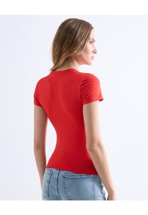 Camiseta  Para Mujer Manga Corta Cuello Redondo Color Rojo Marca Seven Seven #28096560