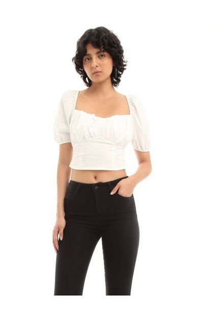 Blusa  Para Mujer Manga Corta Color Crudo Marca Seven Seven #28123719