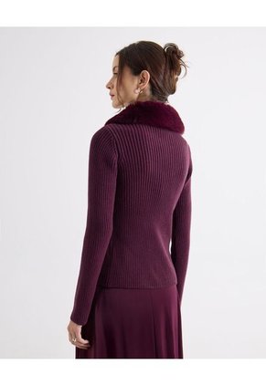 Saco  Para Mujer Zipper Color Vino Marca Seven Seven #28330691